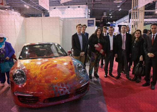 Saudi artist Shalimar Sharbatly, "Shalemar", her art, painting on a Porsche car, Paris, France.