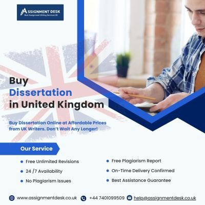 Buy dissertation in the UK from Assignment Desk and get the best service. We have a team of expert and experienced dissertation writers who can provide you with superb dissertations on any topic, or field.Contact us at +44-7401099509 and buy your dissertation with ease.
Visit Now:https://www.assignmentdesk.co.uk/buy-dissertation